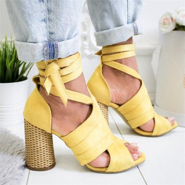 Prettyava Women Summer Fashion Strappy Thick Heel Sandals