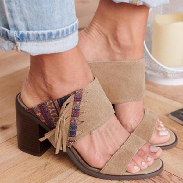 Prettyava Women Fashion Summer Slip-On Thick Heel Slippers