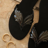 Prettyava Women Simple Wing Leather Slippers