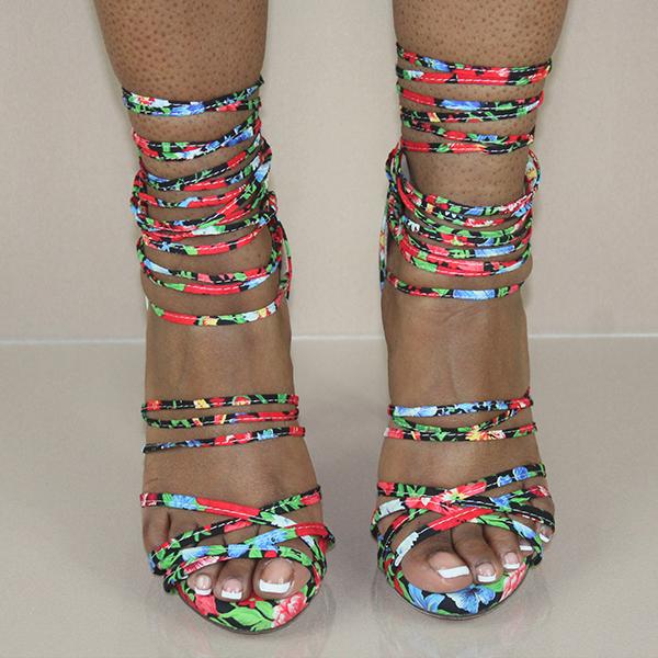 Prettyava Women Summer Color Strappy Zipper High Heel Sandals