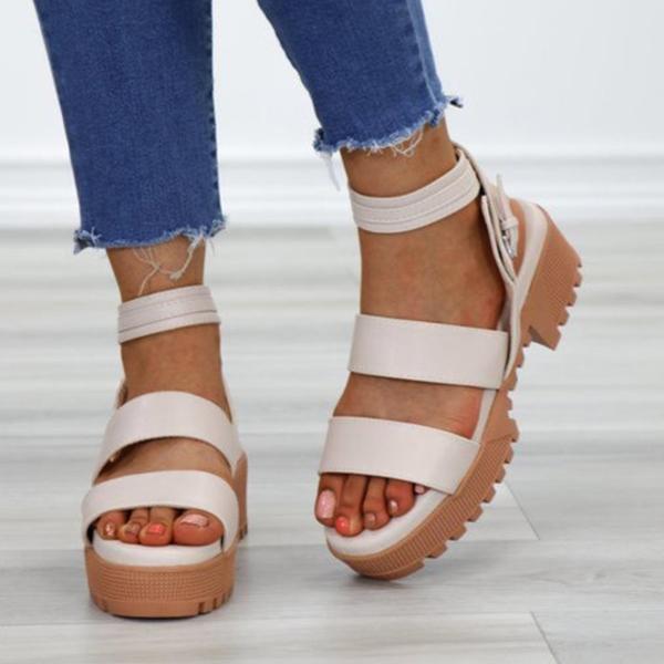 Prettyava Women Summer Adjustable Buckle Platform Sandals