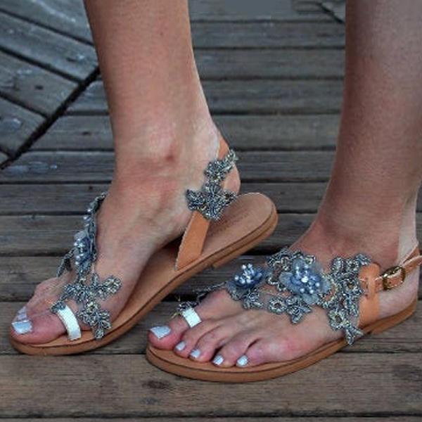 Prettyava Women Summer Fashion Wedding Flower Flat Sandals