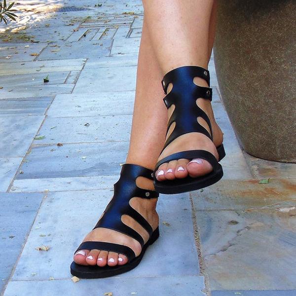 Prettyava Women Summer Black Slip-On Sandals