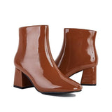 Prettyava Women Fashion Square Toe Side-Zip Closure Boots