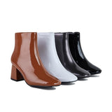 Prettyava Women Fashion Square Toe Side-Zip Closure Boots