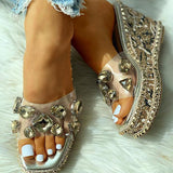 Prettyava Open Toe Studded Rivet Heeled Sandals