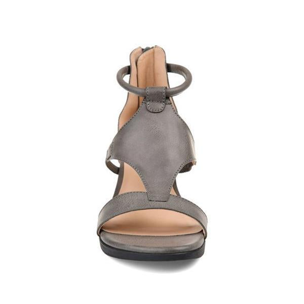 Prettyava Women Casual Leather Comfy Wedge Sandals