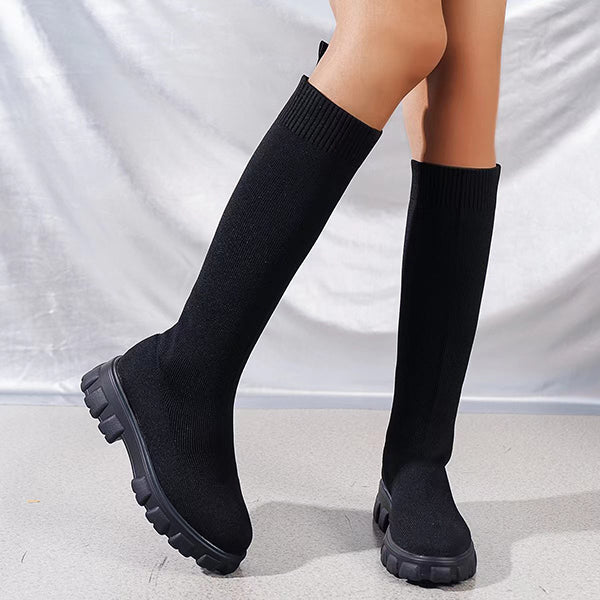Prettyava Chic Knee High Knitted Sock Boots