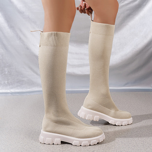 Prettyava Chic Knee High Knitted Sock Boots