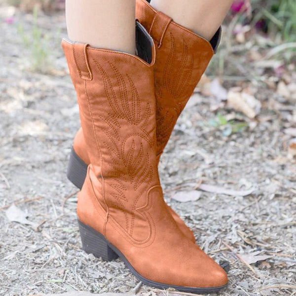 Prettyava Stylish Medium Heel Western Cowboy Boots