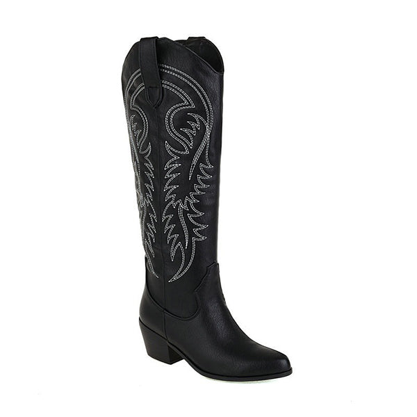 Prettyava Vintage Western Cowboy Embroidered Tall Boots