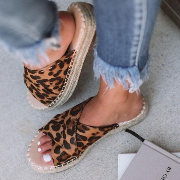 Prettyava Fashion Tess Leopard Espadrille Sandals