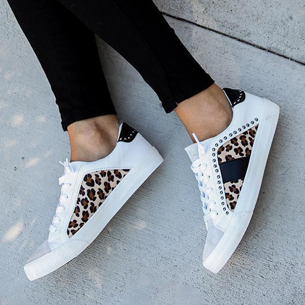 Prettyava Studded Leopard Sneakers
