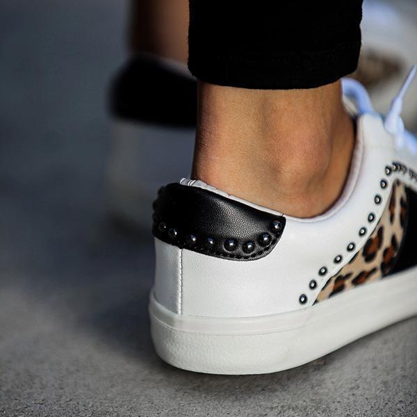 Prettyava Studded Leopard Sneakers