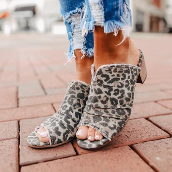 Prettyava Women Leopard Peep Toe Slippers