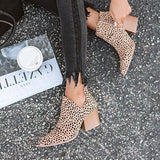 Prettyava Fashion Stylish Pointed Toe Leopard Booties