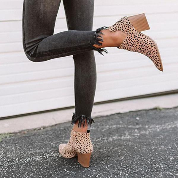 Prettyava Fashion Stylish Pointed Toe Leopard Booties