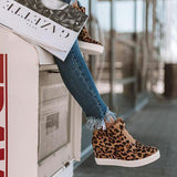 Prettyava Women Casual Leopard Wedge Heel Sneakers