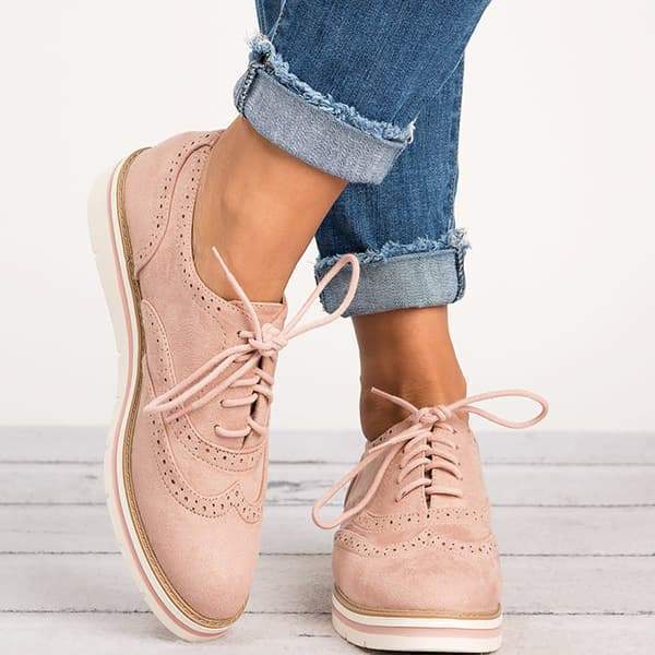 Prettyava Lace Up Perforated Oxfords Shoes